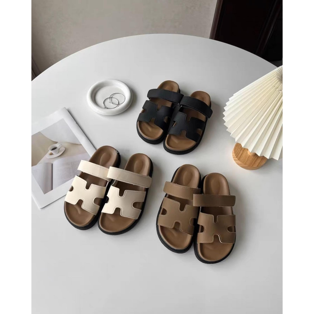 Sandal Chữ H Quai Da Mềm Đế Cao Su Chống Trượt Thời Trang Nữ