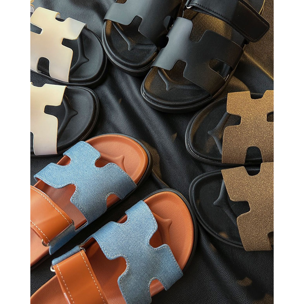 Sandal Chữ H Quai Da Mềm Đế Cao Su Chống Trượt Thời Trang Nữ