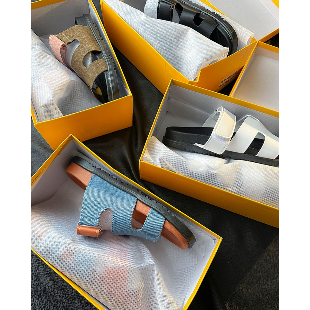 Sandal Chữ H Quai Da Mềm Đế Cao Su Chống Trượt Thời Trang Nữ