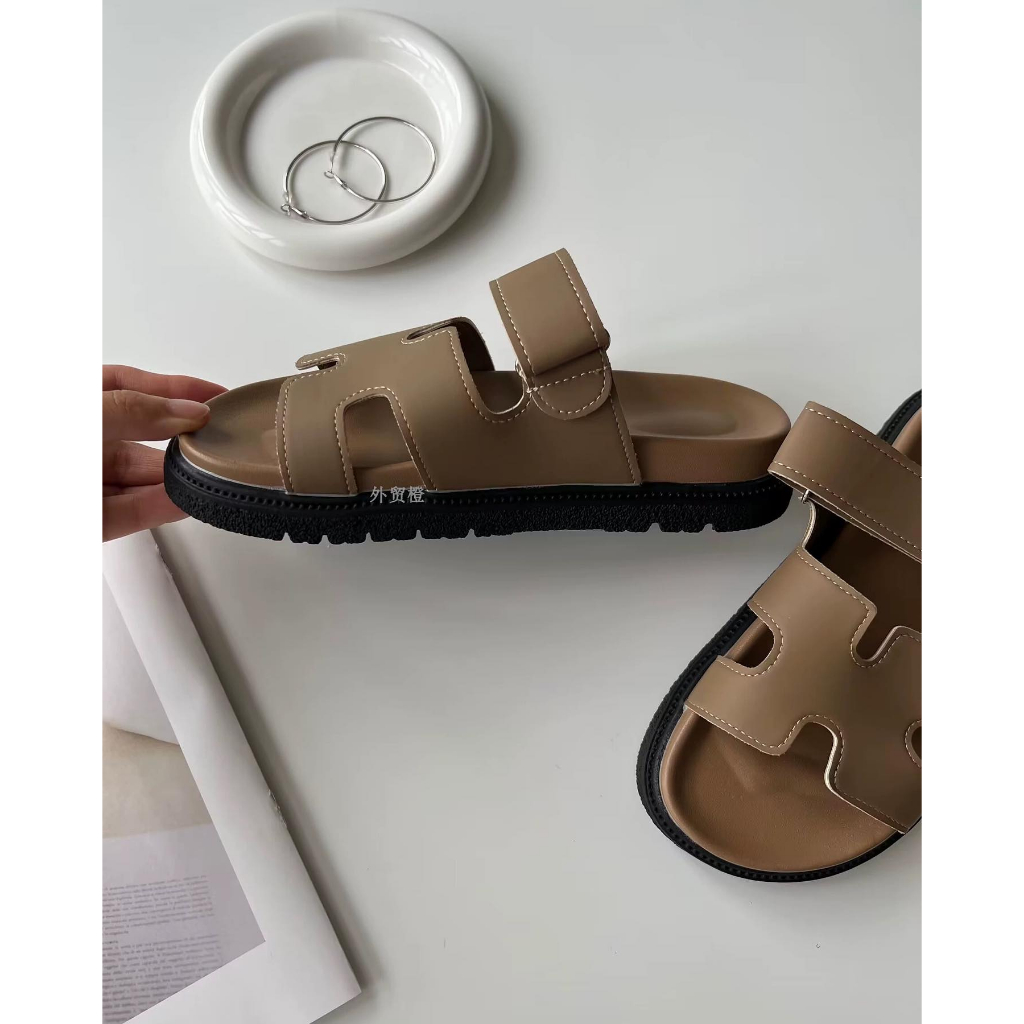 Sandal Chữ H Quai Da Mềm Đế Cao Su Chống Trượt Thời Trang Nữ