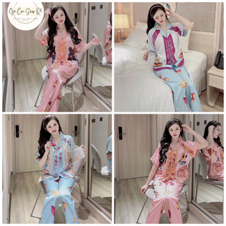 Đồ bộ mặc nhà nữ gaconshop vải lụa gấm hàng thiết kế sang đẹp freeship size 62kg< tùy chiều cao