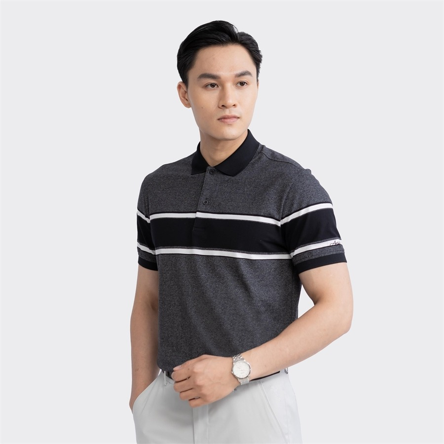 Áo polo ngắn tay ARISTINO phom suông nhẹ, họa tiết kẻ ngang tinh tế, nhã nhặn  - APS001S3