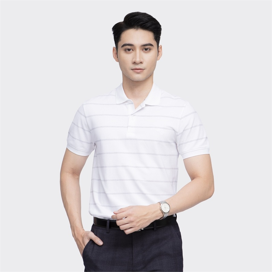 Áo polo ngắn tay ARISTINO phom suông nhẹ, họa tiết kẻ ngang tinh tế, nhã nhặn  - APS002S3