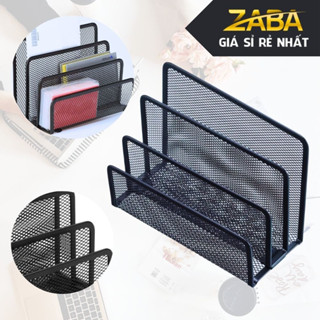 Kệ tài liệu để bàn khay lưới 3 ngăn hồ sơ sổ tay note đứng khổ a4 bằng sắt Giấy tờ Zaba