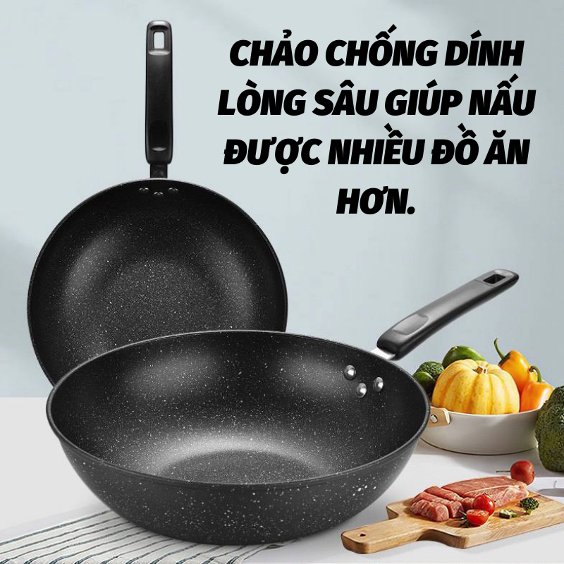 Chảo Chống Dính Domino Lòng Sâu Phù Hợp Xào Nấu Tương Thích Mọi Loại Bếp