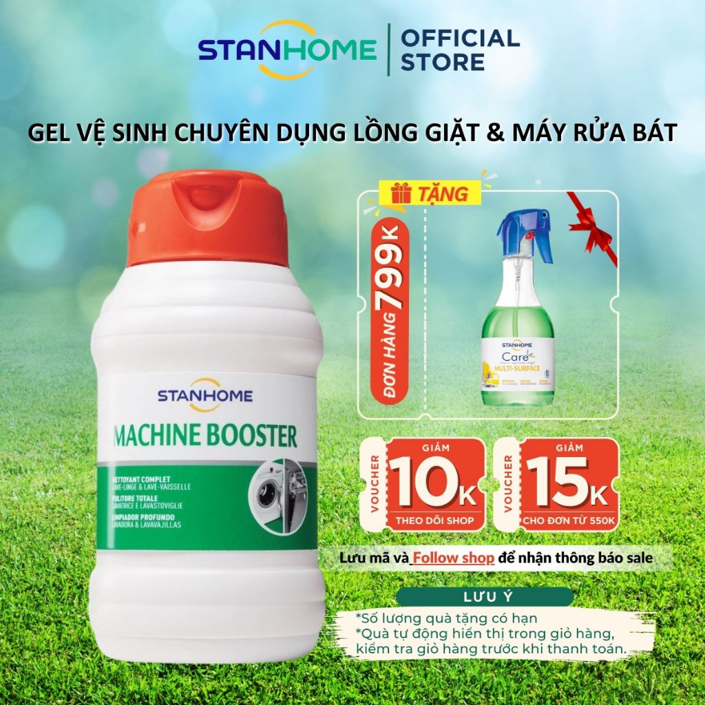 Dung Dịch Vệ Sinh Máy Giặt Máy Rửa Bát Đa Năng 2 trong 1 STANHOME Machine Booster Loại Bỏ Cặn Bám,Dầu Mỡ,Mùi Hôi 500ML