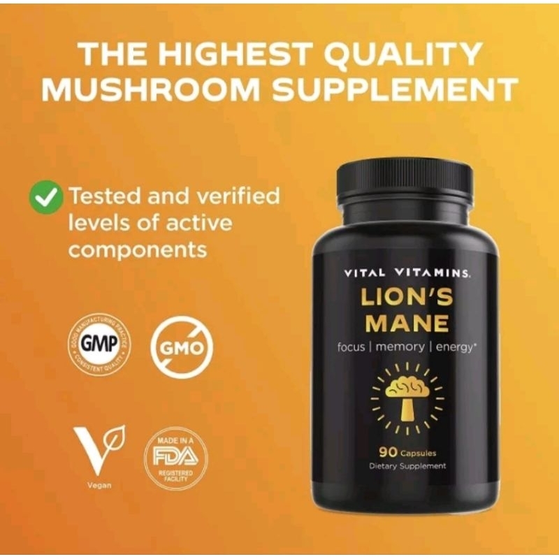Viên Lion's Mane Nấm Hầu Thủ 6 Trong 1, Tăng Cường Trí Nhớ, Ngừa Alzheimer, Trẻ Hóa Vital vitamins