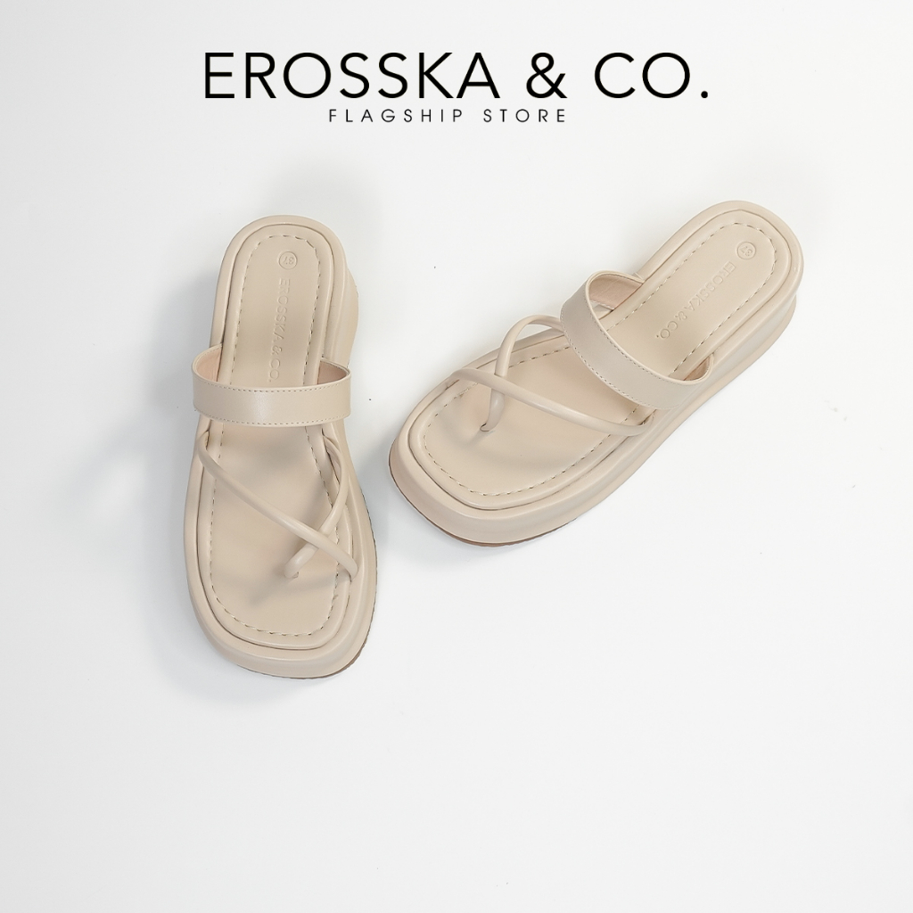 Erosska - Dép nữ đế xuồng xỏ ngón kiểu dáng basic màu nude - SB025