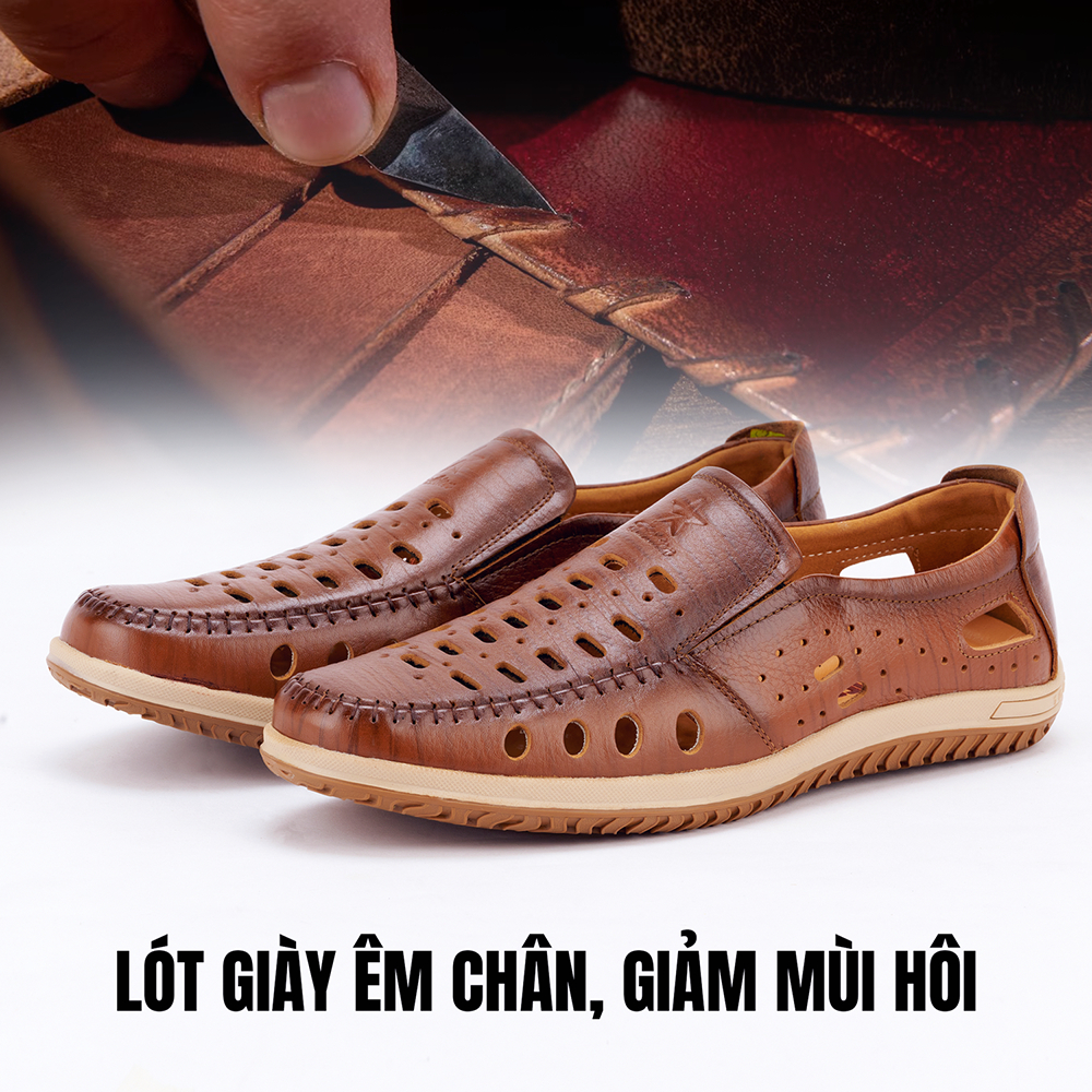 Giày hè thoáng khí LEXSHOES giày da bò LEX16 cao cấp bảo hành 1 năm