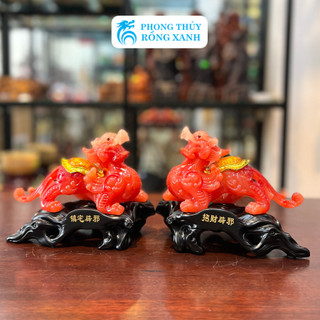 Tỳ hưu phong thủy poly màu đỏ chữ phúc