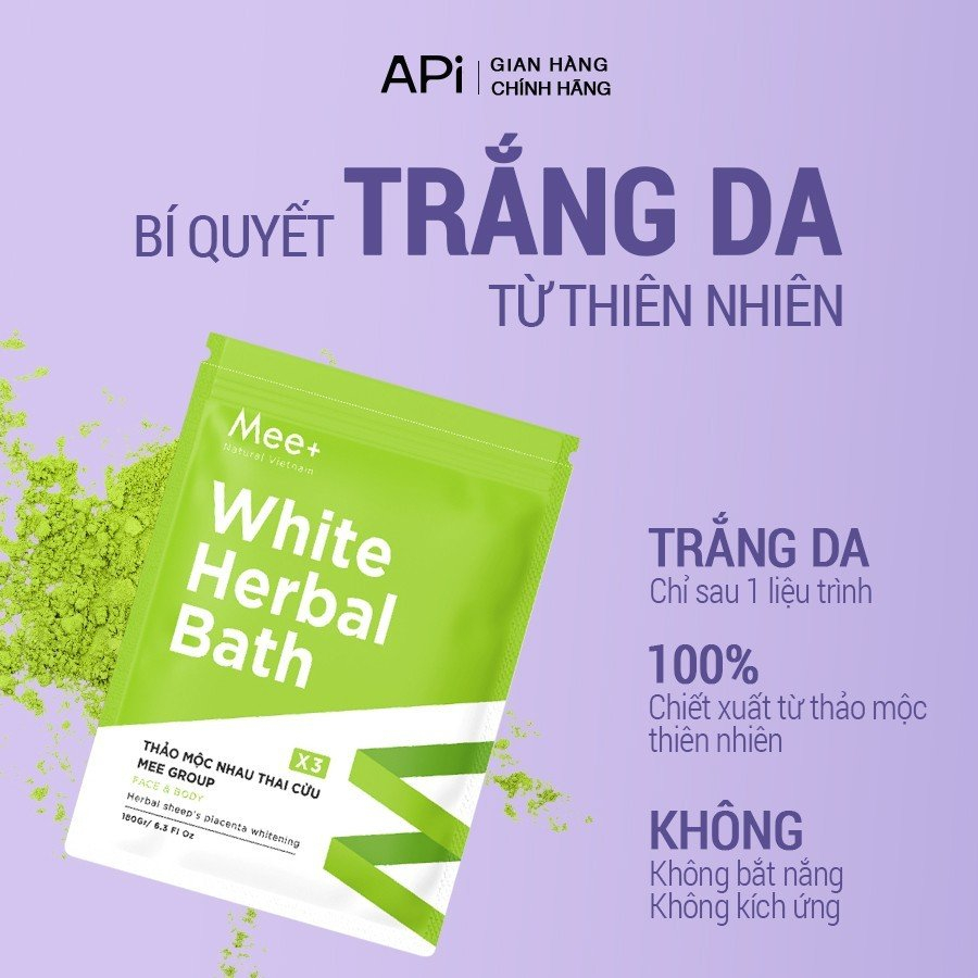 Tắm trắng x3 nhau thai cừu, dưỡng trắng da body thảo mộc Mee Natural White Herbal Bath 180g