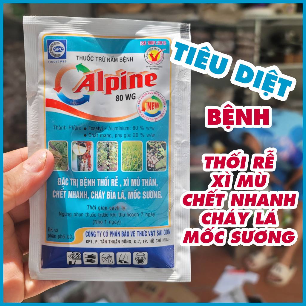 Thuốc trừ nấm bệnh Alpine 80WG-Trừ Thối rễ, chết nhanh, chết thân, mốc sương, phấn trắng cho hoa lan và cây trồng