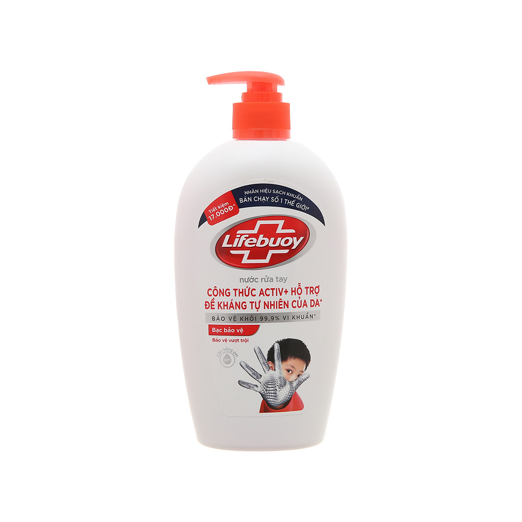 Nước rửa tay lifebuoy 450g tẩy sạch mọi loại vi khuẩn trên tay.
