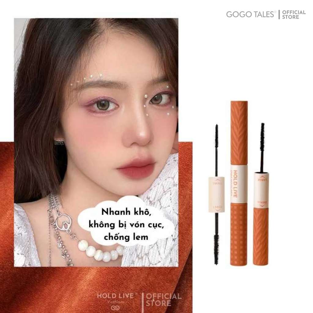 Mascara Chuốt Mi 2 Đầu Hold Live Chống Thấm Nước Dày Mi Cong Mi Tự Nhiên Magic Double Head HL493