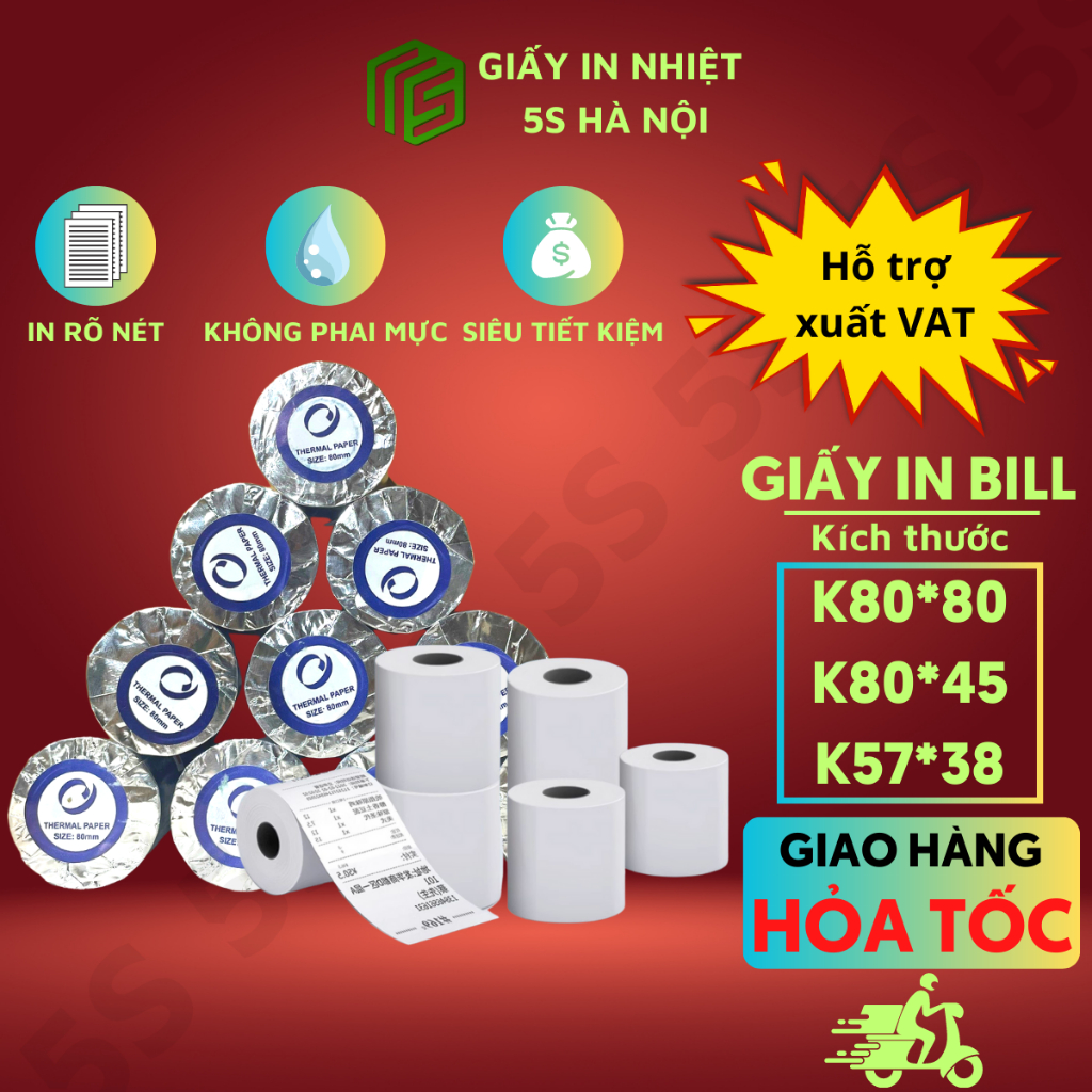 Giấy In Bill K80 K57 In Hóa Đơn Bán Lẻ POS Taxi Giá Rẻ