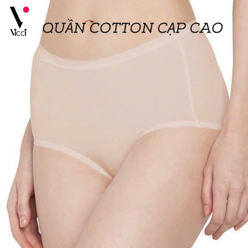 Set 4 quần lót nữ Vicci cotton cao cấp lưng cao gen nhẹ 105 mềm mại, êm ái, kháng khuẩn khử mùi nhiều màu