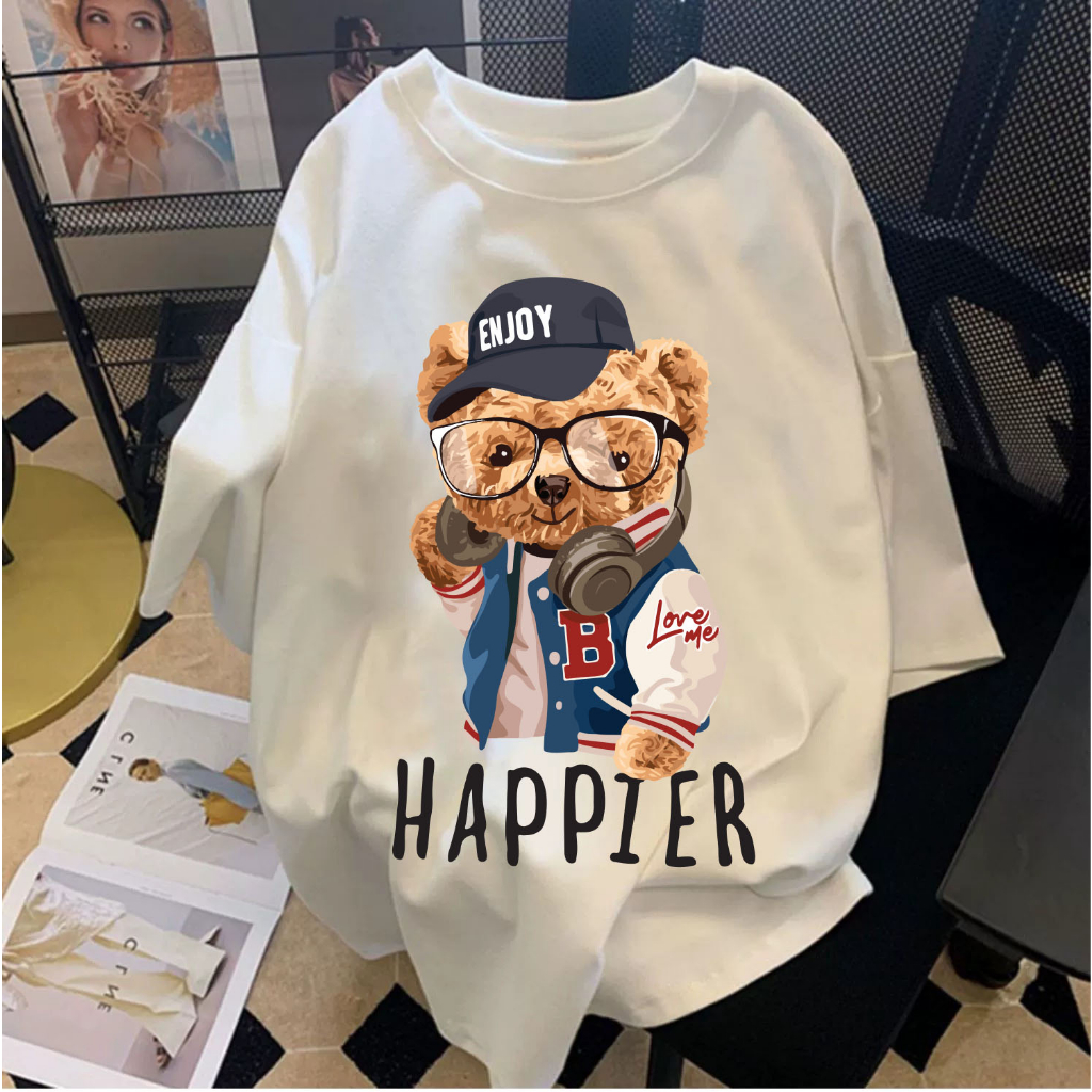 Áo Thun Am Nam Nữ Form Rộng Cún Happier