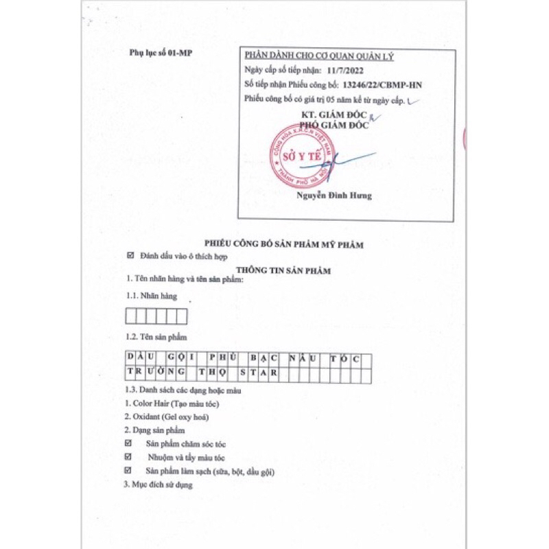 Gói dầu gội phủ bạc Dạ Thảo Liên 2 màu đen-nâu