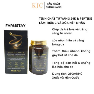 Tinh chất dưỡng trắng & Xóa nếp nhăn từ Peptide  - FARMSTAY 24K & PEPTIDE SOLUTION PRIME AMPOULE