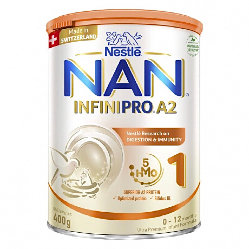 COMBO 12 lon (1 thùng) Sữa bột NAN INFINIPRO A2 - Lon 400g (Mẫu mới/ Date 04/08/2026)