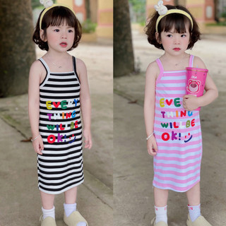 Váy kẻ 2 dây maxi cho bé gái đi chơi đi biển cực xinh