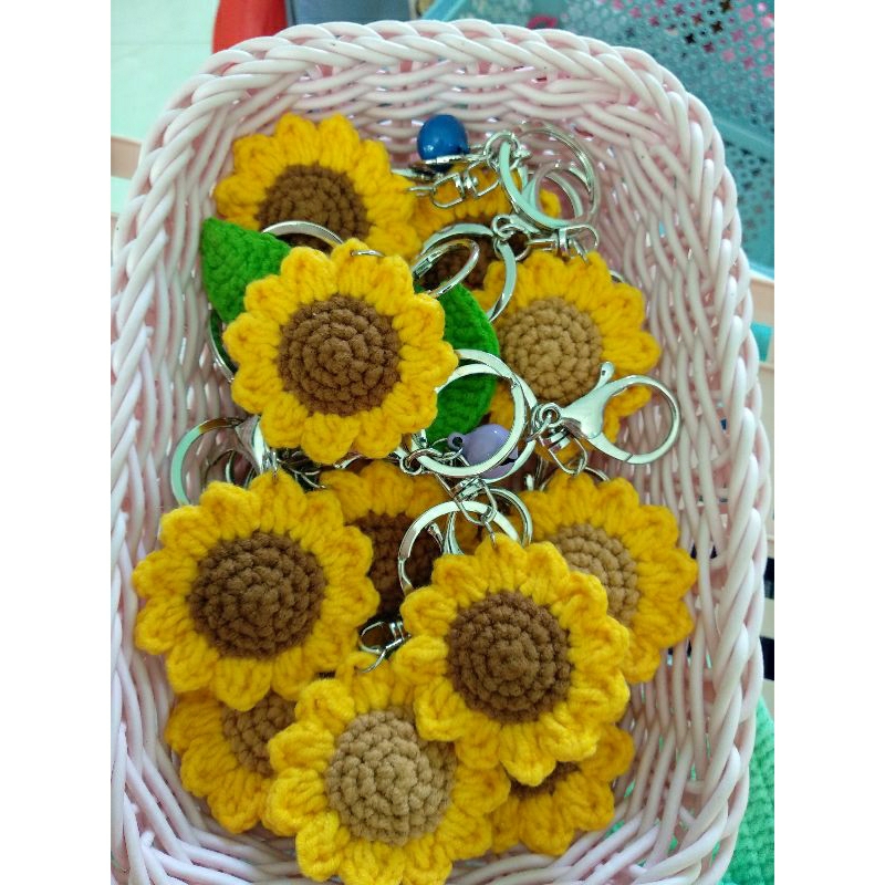 Móc khóa hoa hướng dương bằng len handmade/Sunflower crochet