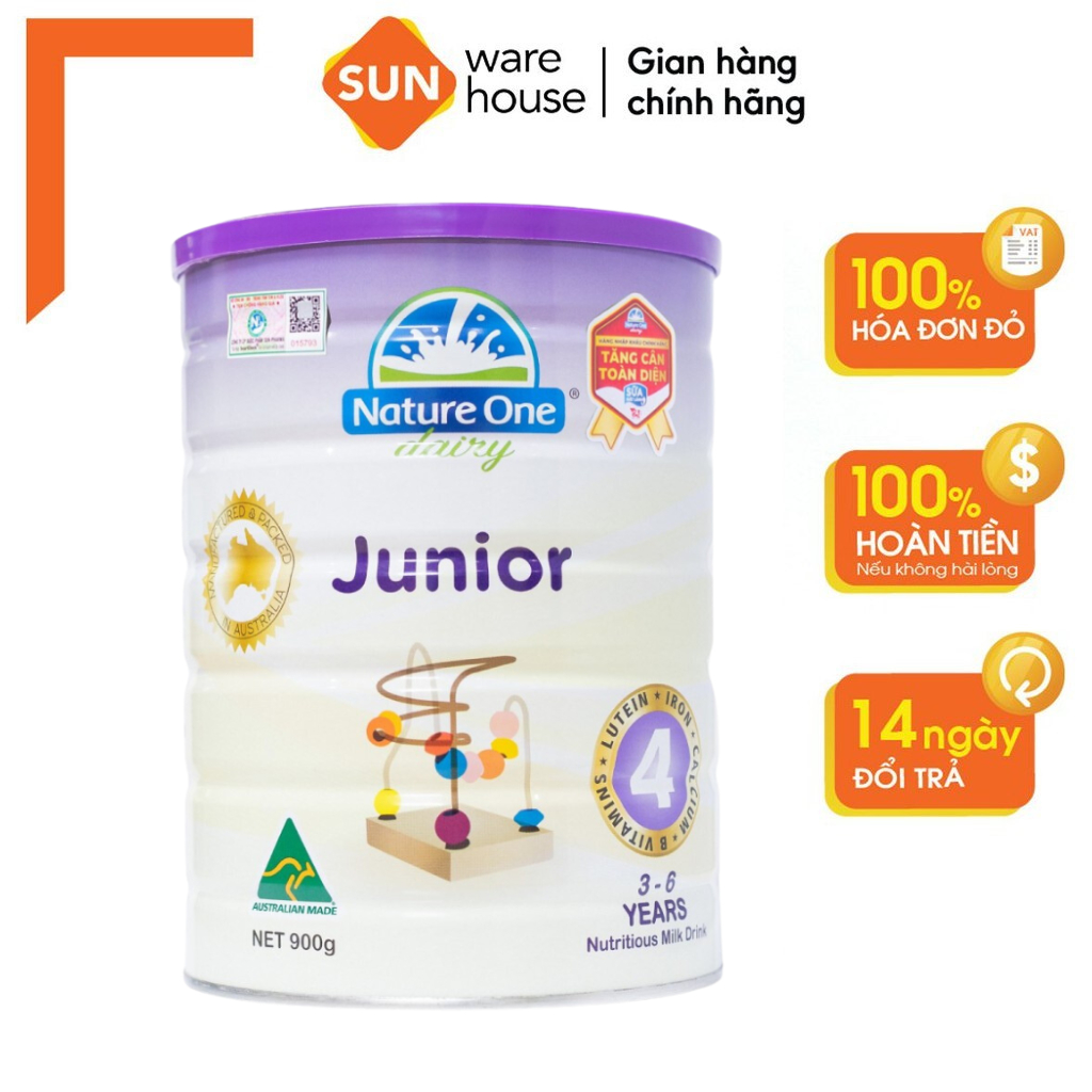 Sữa Bột Nature One Dairy Junior số 4 Cho Bé Từ 3 - 6 Tuổi Tăng Sức Đề Kháng Và Phát Triển Trí Não Não Hộp 900gr