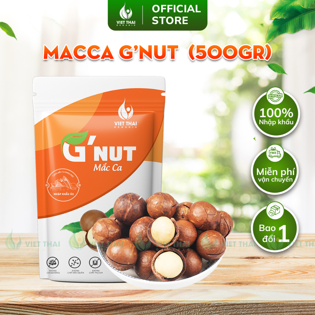 Macca G'Nut Nhập Khẩu Úc Hữu Cơ Giòn Ngon Béo Bùi Gói 500G (Việt Thái Organic)
