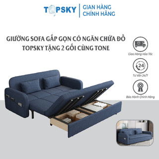 Giường Sofa gấp gọn có ngăn chứa đồ Topsky Khung thép Magan chịu lực Thiết kế sang trọng tinh tế Tặng 2 gối cùng tone