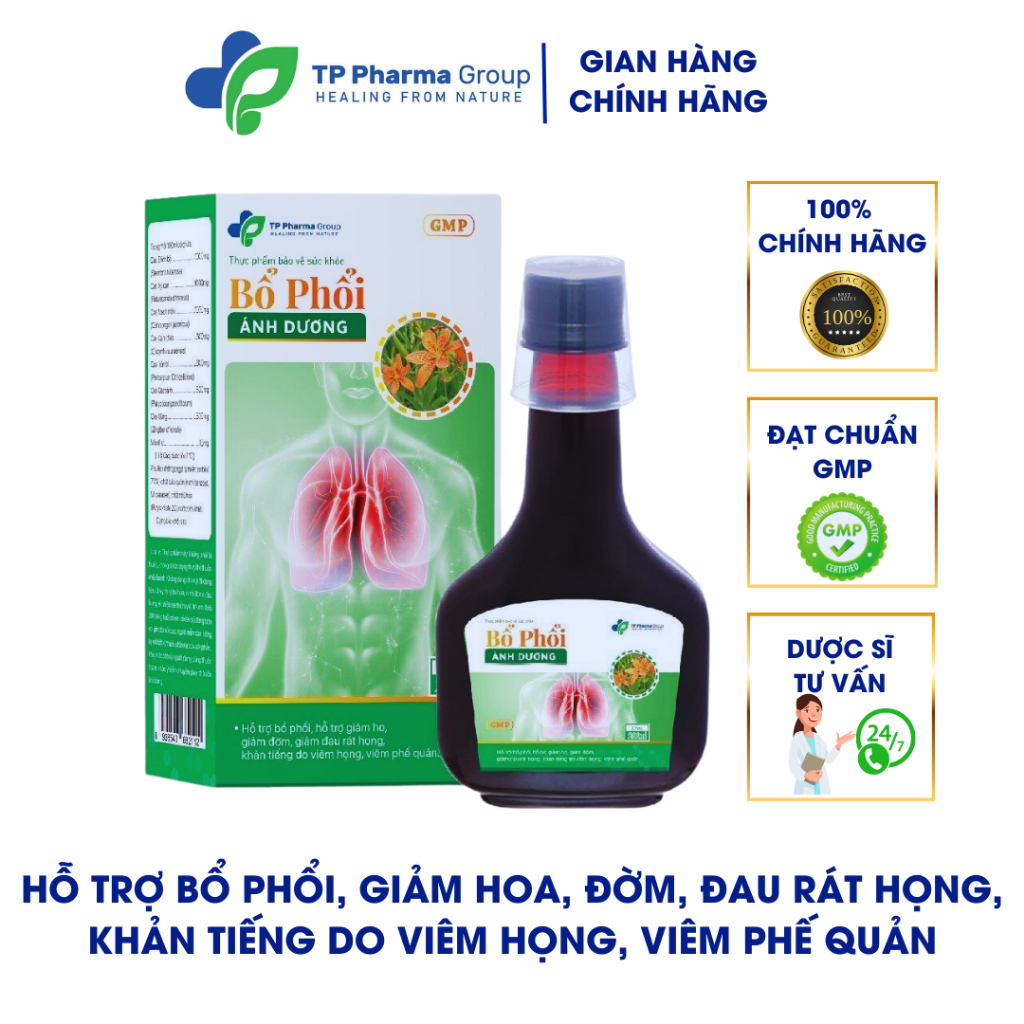 BỔ PHỔI ÁNH DƯƠNG 280ml - Bổ phổi, giảm ho, giảm đờm, đau rát họng