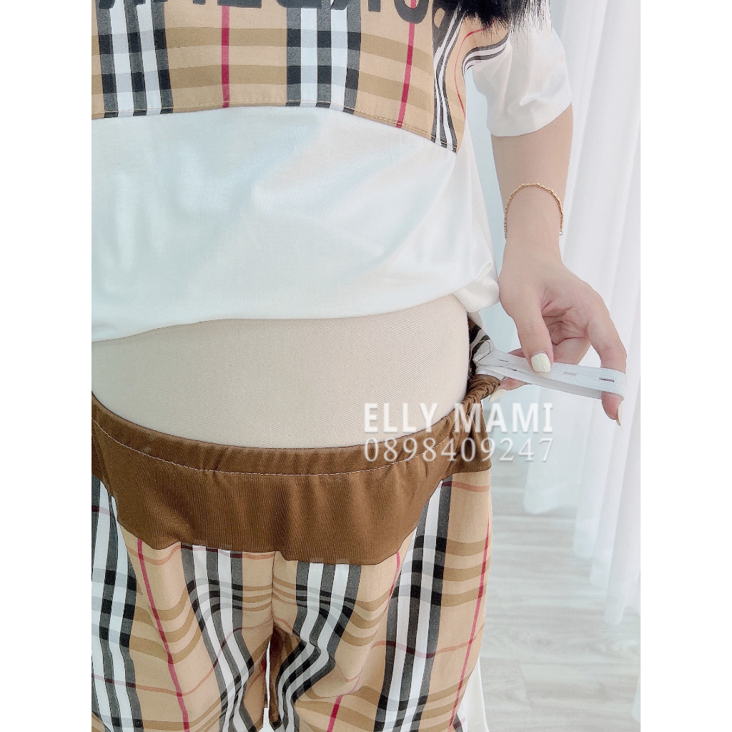 ( 40kg - 75kg ) Đồ Bộ Bầu Và Sau Sinh Cộc Thun Cotton Kẻ Chữ Form Dễ Mặc , Siêu Mát Nhẹ Tênh