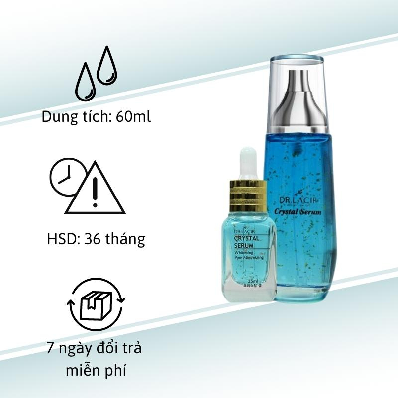 Serum dưỡng trắng Dr Lacir Crystal Serum cấp ẩm chống lão hoá, giảm thâm nám 25ml LM24