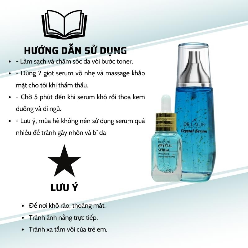 Serum dưỡng trắng Dr Lacir Crystal Serum cấp ẩm chống lão hoá, giảm thâm nám 25ml LM24