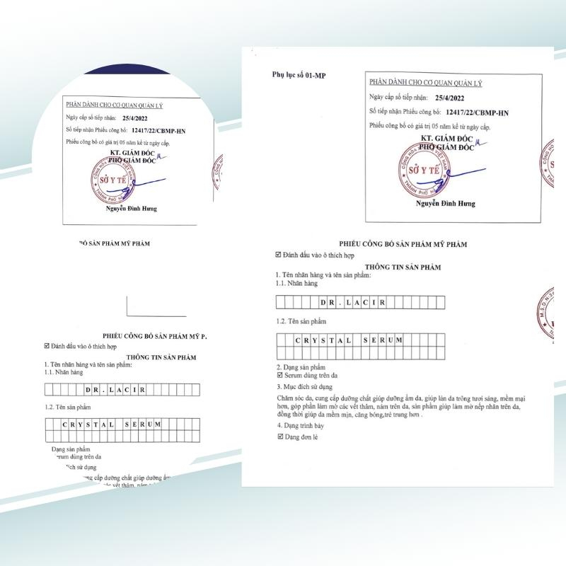 Serum dưỡng trắng Dr Lacir Crystal Serum cấp ẩm chống lão hoá, giảm thâm nám 25ml LM24