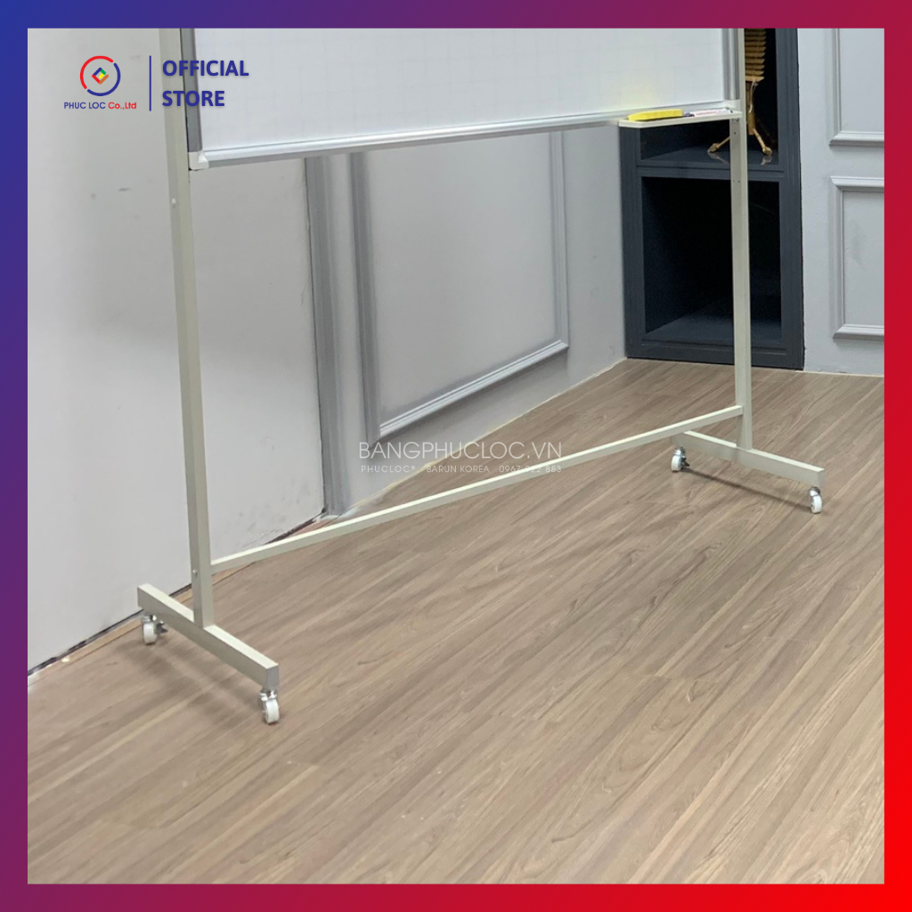 Bảng từ trắng di động, KT: 1,2x1,6m _ Bảng viết bút lông có chân di động