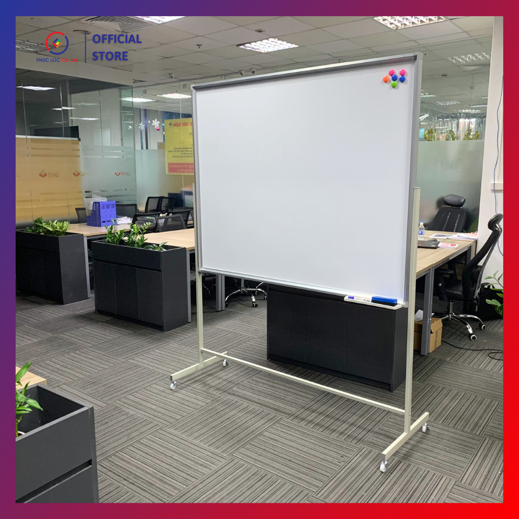 Bảng từ trắng di động, KT: 1,2x1,6m _ Bảng viết bút lông có chân di động