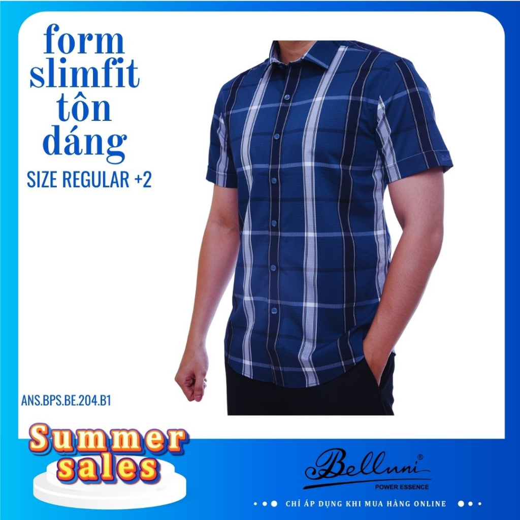 Áo sơ mi nam BELLUNI form Slimfit sọc kẻ trẻ trung - ANS.BPS.BE.204.B1