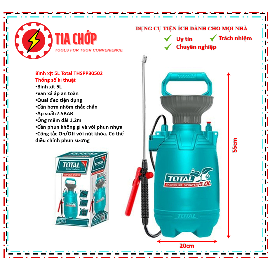 BÌNH XỊT TƯỚI CÂY TOTAL THSPP30502  BÌNH XỊT KHỬ KHUẨN 5L