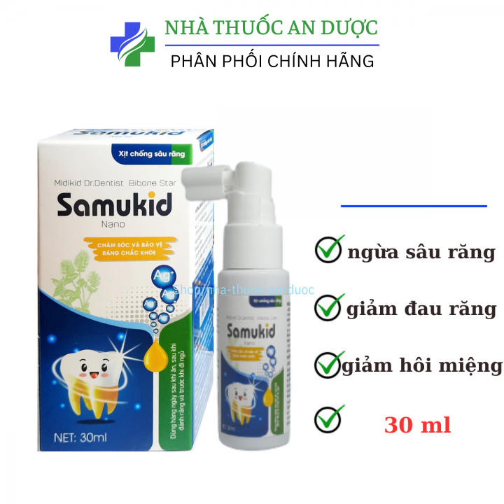 Xịt chống sâu răng Samukid giúp ngừa sâu răng, bảo vệ răng, giảm ê buốt – hộp 30 ml