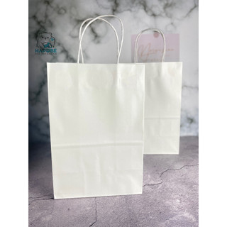 100 túi giấy kraft nhật màu trắng có quai 19x12x29cm gqa027