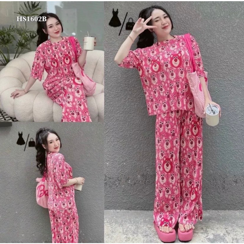 Set Suông Lụa Dập Ly Nhiều Hình Bigsize Mặc Nhà