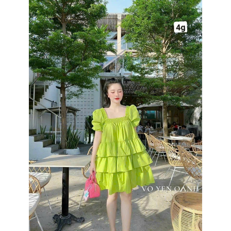 Đầm ngắn babydoll chất lụa 2 màu neon siêu yêu cho nàng mặc đi chơi , hẹn hò