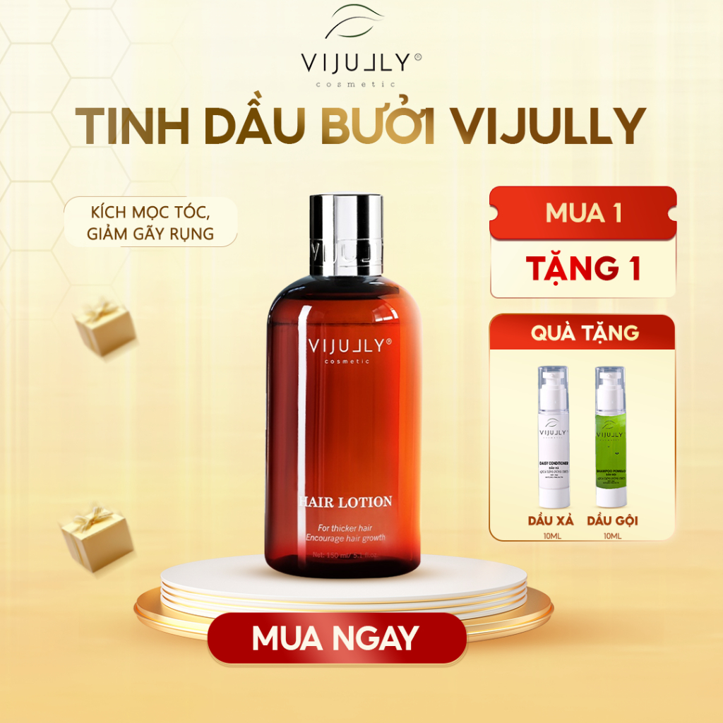 Tinh dầu bưởi, xịt mọc tóc Vijully dưỡng làm nhanh dài tóc, giảm gãy rụng, mềm tóc nữ hair lotion 150ml