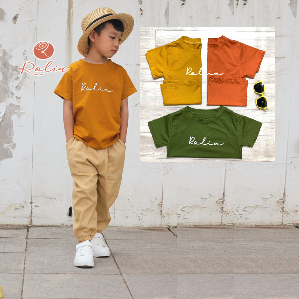 Áo phông in chữ ROLIA Tshirt dành cho bé trai từ 12-30kg AT100