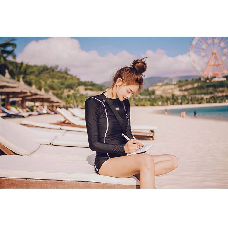 Đồ Bơi Nữ Domino Dáng Dài Tay Kín Đáo Chống Nắng Cho Nữ