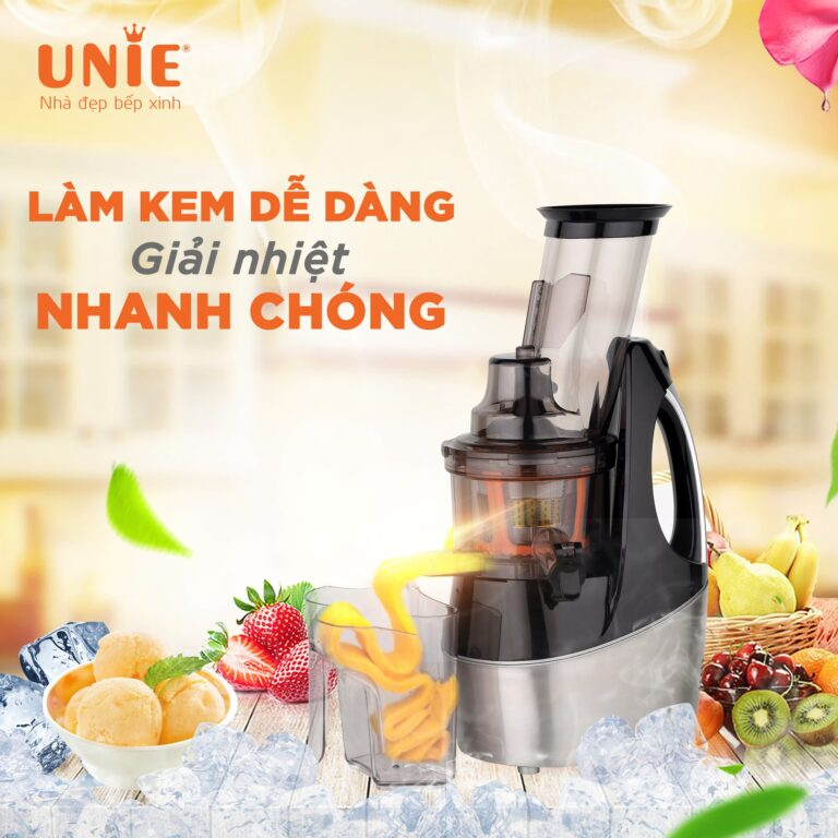 Máy Ép Chậm Unie UE580, Máy Ép Hoa Quả Nguyên Trái, Lưới Làm Kèm, Hàng Chính Hãng, BH 2 Năm