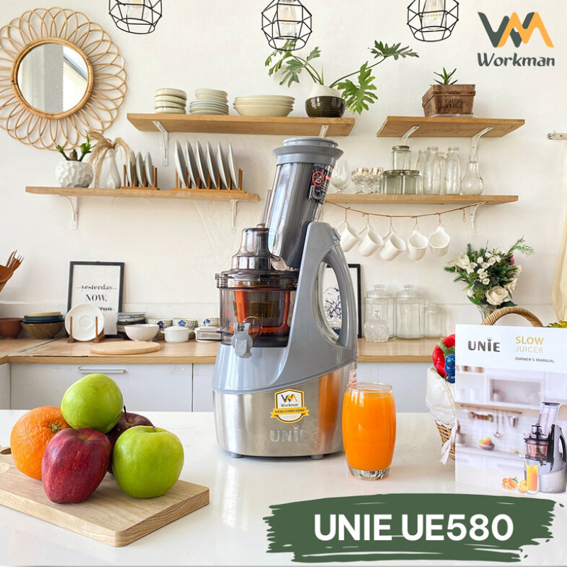Máy Ép Chậm Unie UE580, Máy Ép Hoa Quả Nguyên Trái, Lưới Làm Kèm, Hàng Chính Hãng, BH 2 Năm