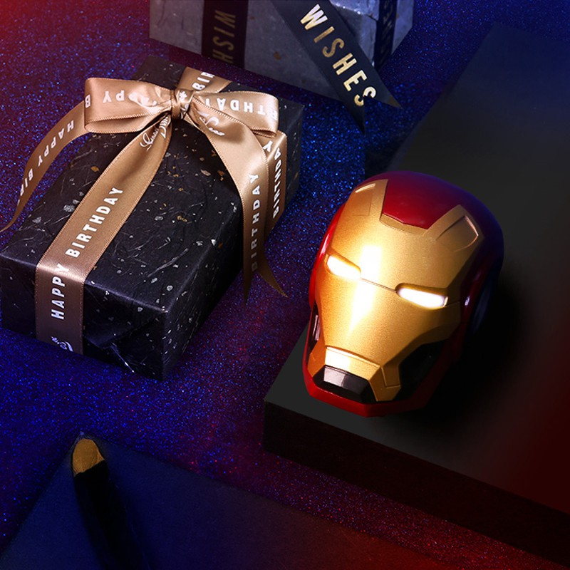 Loa Bluetooth Nghe Nhạc Đầu Iron Man âm thanh vòm 6D bass trầm, pin 1200mAh, Hỗ trợ FM,  Aux - tặng dây sạc