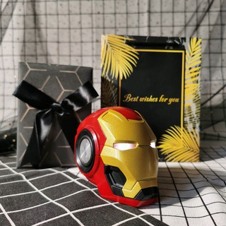 Loa Bluetooth Nghe Nhạc Đầu Iron Man âm thanh vòm 6D bass trầm, pin 1200mAh, Hỗ trợ FM,  Aux - tặng dây sạc