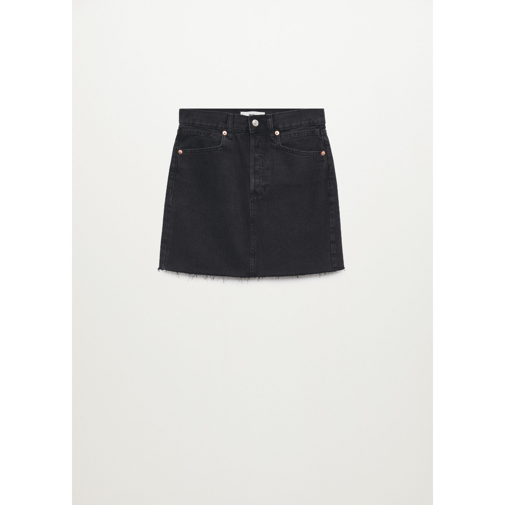 Mango Đức - Chân váy jean chữ A ngắn màu xanh denim nhạt mini bò ôm body auth new tag cao cấp chính hãng 17010803002